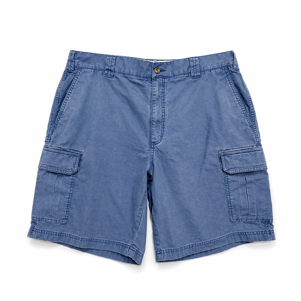 L.L.Bean Blue Cargo Shorts Mens 40W Cotton Natural Fit Washed
